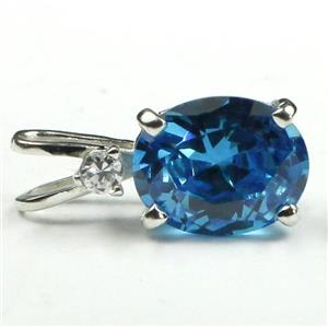 925 Sterling Silver Pendant, Swiss Blue CZ, SP021