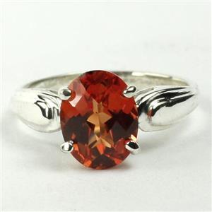 SR058, Created Padparadsha Sapphire, 925 Silver Ring
