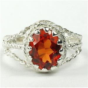 Created Padparadsha Sapphire, 925 Silver Ring, SR070