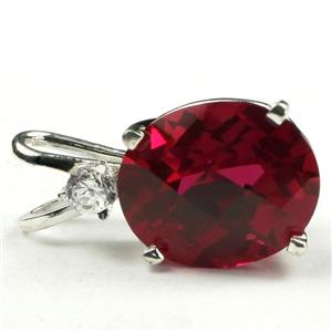 925 Sterling Silver Pendant, Created Ruby, SP022