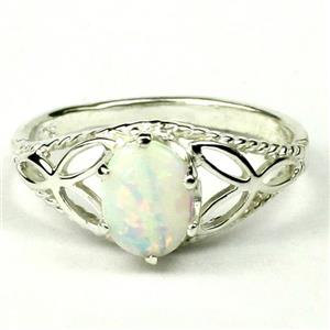 SR137, Created White Opal, 925 Sterling Silver Ring