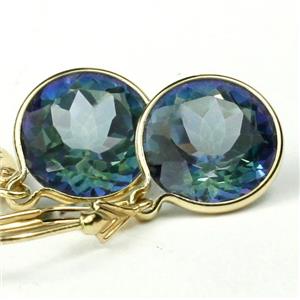 14k Gold Leverback Earrings, Neptunes Garden Topaz, E211
