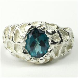 925 Sterling Silver Men's Nugget Ring, Paraiba Topaz, SR168