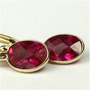 14k Gold Leverback Earrings, Created Ruby, E001