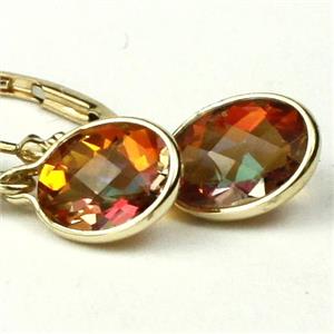 14k Gold Leverback Earrings, Twilight Fire Topaz, E001