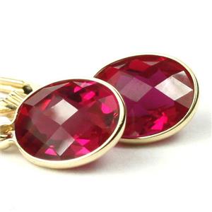 14k Gold Leverback Earrings, Created Ruby, E101