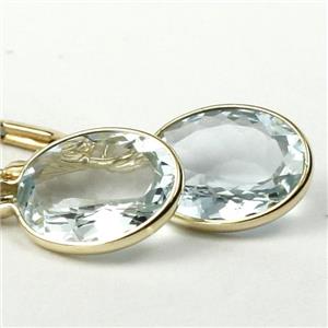 14k Gold Leverback Earrings, Aquamarine, E101