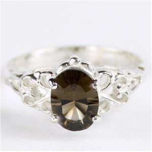 SR302, Smoky Quartz,  925 Sterling Silver Ring
