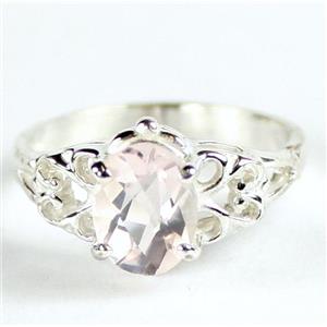 SR302, Rose Quartz,  925 Sterling Silver Ring