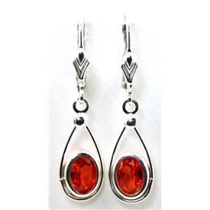 925 Sterling Silver Leverback Earrings, Created Padparadsha Sapphire SE008