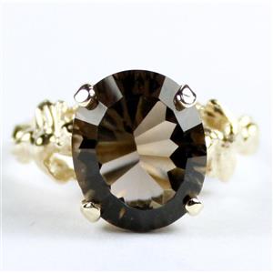 10K, 14K or 18K Gold Angel Ring, Smoky Quartz (Concave Cut), R154