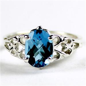 SR302, London Blue Topaz, 925 Sterling Silver Ring