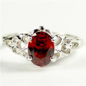 SR302, Garnet CZ, 925 Sterling Silver Ring