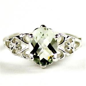 SR302, Green Amethyst (Prasiolite), 925 Sterling Silver Ring