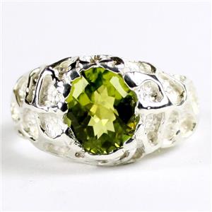 925 Sterling Silver Men's Nugget Ring, Peridot, SR168