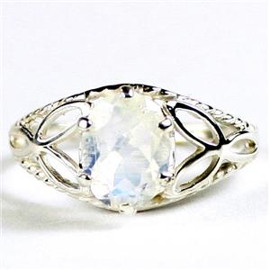 SR137, Rainbow Moonstone, 925 Sterling Silver Ring