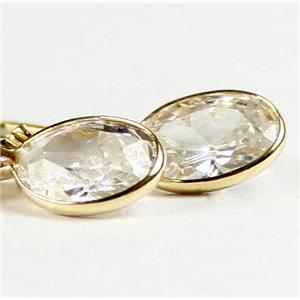 14k Gold Leverback Earrings, Cubic Zirconia, E101
