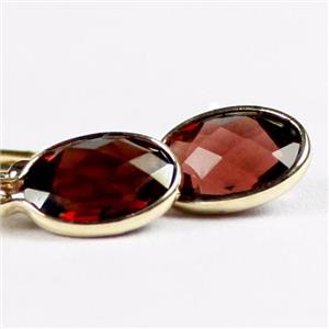 14k Gold Leverback Earrings, Mozambique Garnet, E001