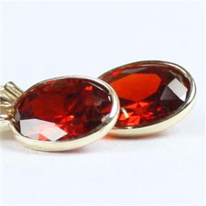 14k Gold Leverback Earrings, Garnet CZ, E001