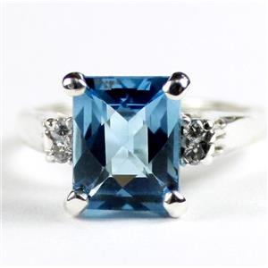 SR221, Swiss Blue Topaz, 925 Sterling Silver Ring