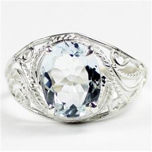 SR083, Aquamarine, 925 Sterling Silver Ladies Ring