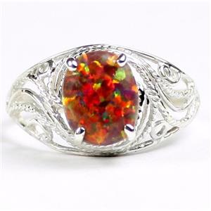 SR083, Created Red Brown Opal, 925 Sterling Silver Ladies Ring