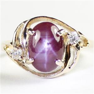 10K or 14K Gold Ladies Ring w/ Accents, Star Ruby, R021