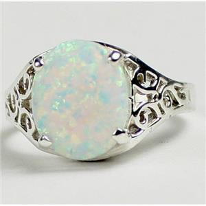SR057, Created White Opal, 925 Sterling Silver Ladies Ring