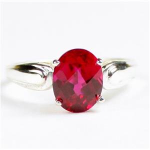 SR058, Created Ruby, 925 Sterling Silver Ladies Ring