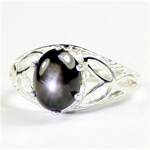 925 Sterling Silver Ladies Ring, Black Star Sapphire, SR137