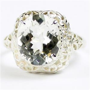 Sterling Silver Ladies Ring, Silver Topaz, SR009