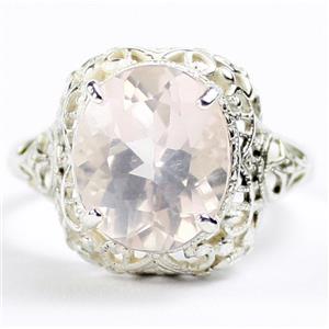 Sterling Silver Ladies Ring, Rose Quartz, SR009