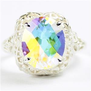 Sterling Silver Ladies Ring, Mercury Mist Topaz, SR009