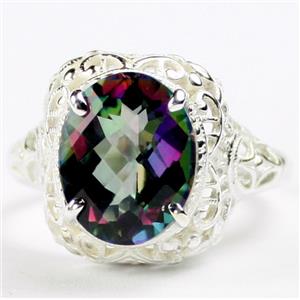 Sterling Silver Ladies Ring, Mystic Fire Topaz, SR009
