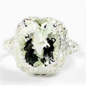 Sterling Silver Ladies Ring, Green Amethyst, SR009