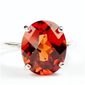 Sterling Silver Ladies Ring, Created Padparadscha Sapphire, SR055