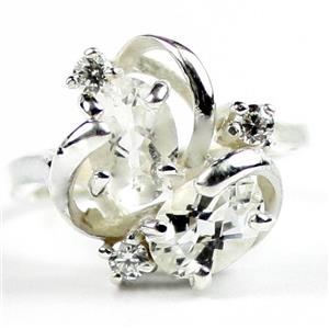 SR016, Silver Topaz, 925 Sterling Silver Ladies Ring