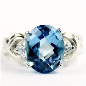 SR243, Swiss Blue Topaz, 925 Sterling Silver Ladies Ring