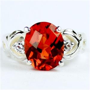 SR243,  Created Padparadsha Sapphire, 925 Sterling Silver Ring