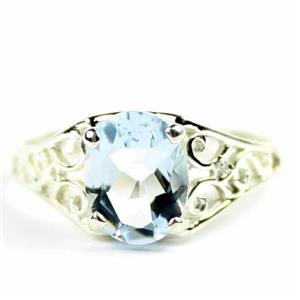 Sterling Silver Ladies Ring, Aquamarine, SR005