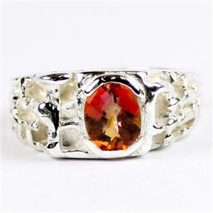 925 Sterling Silver Men's Nugget Ring, Twilight Fire Topaz, SR197