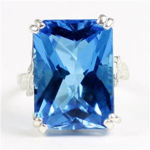 Sterling Silver Ladies Ring, 18x13mm Swiss Blue Topaz, SR039