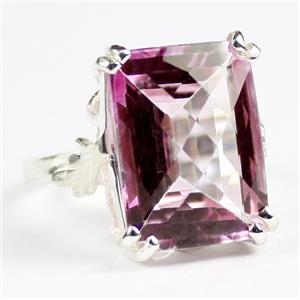 Sterling Silver Ladies Ring, 18x13mm Pure Pink Topaz, SR039