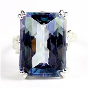 Sterling Silver Ladies Ring, 18x13mm Neptunes Garden Topaz, SR039