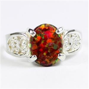 Created Red Brown Opal, 925 Sterling Silver Ladies Ring, SR369