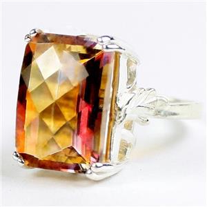 SR039, 18x13mm Twilight Fire Topaz, 925 Sterling Silver Ladies Ring