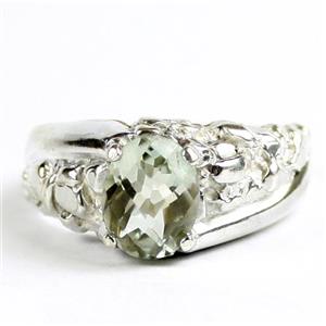 925 Sterling Silver Men's Nugget Ring, Green Amethyst, SR368