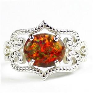 SR367, Created Red Brown Opal, 925 Sterling Silver Ladies Ring