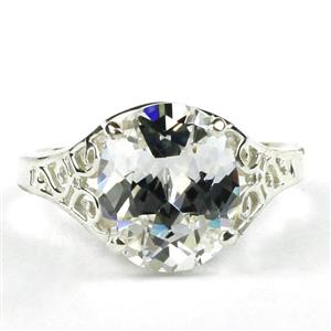 SR057, Cubic Zirconia, 925 Sterling Silver Ladies Ring