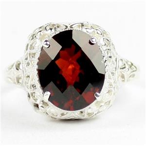 Sterling Silver Ladies Ring, Mozambique Garnet, SR009